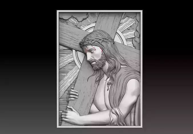 Jesus Carrying The Cross cnc model bas relief 3D print model