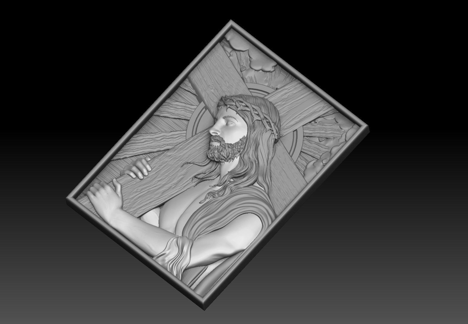 Jesus Carrying The Cross cnc model bas relief 3D print model_6