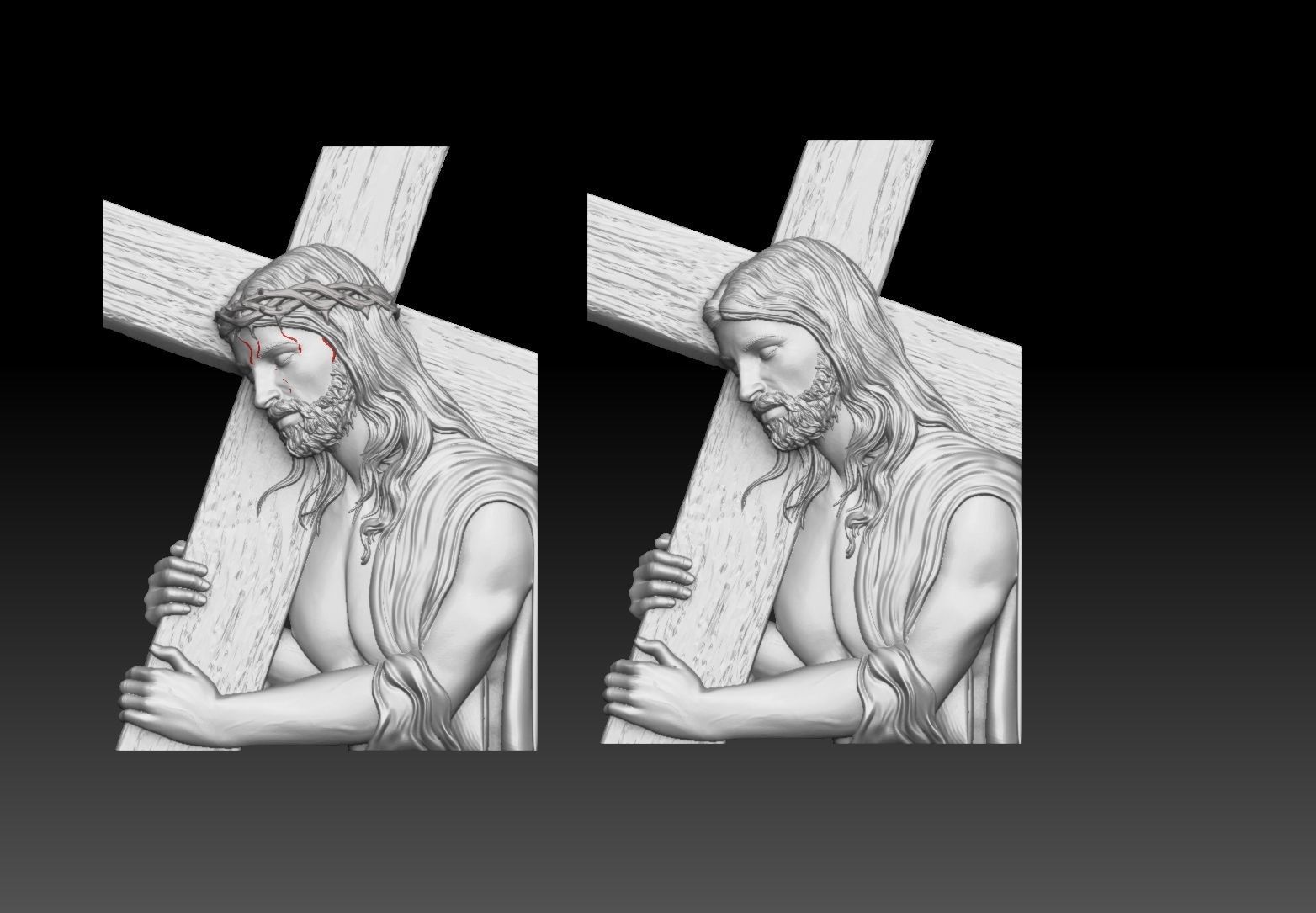 Jesus Carrying The Cross cnc model bas relief 3D print model_8