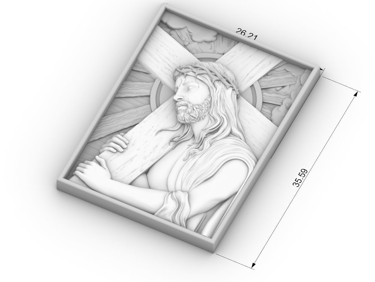 Jesus Carrying The Cross cnc model bas relief 3D print model_3