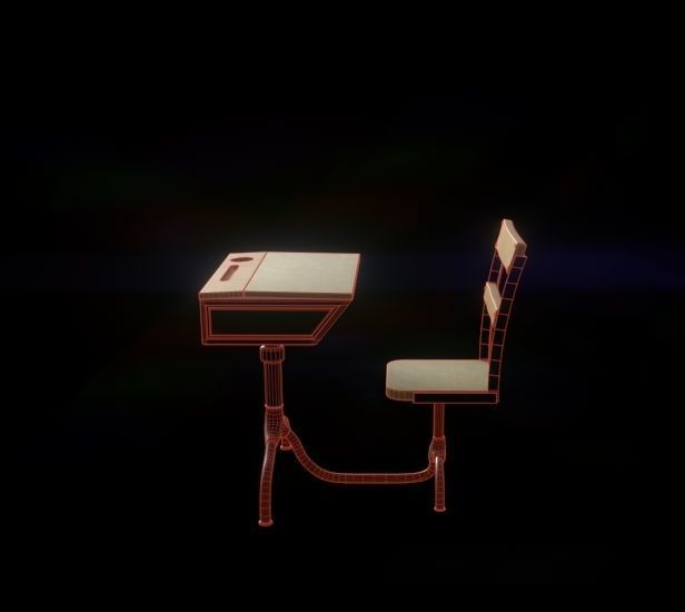 Chair school desk 3D model_2