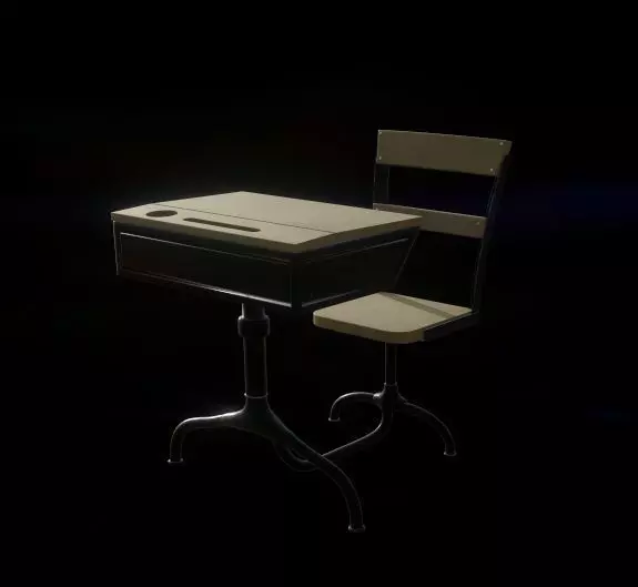 Chair school desk 3D model_0