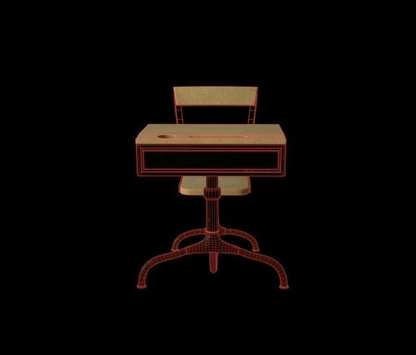 Chair school desk 3D model_1