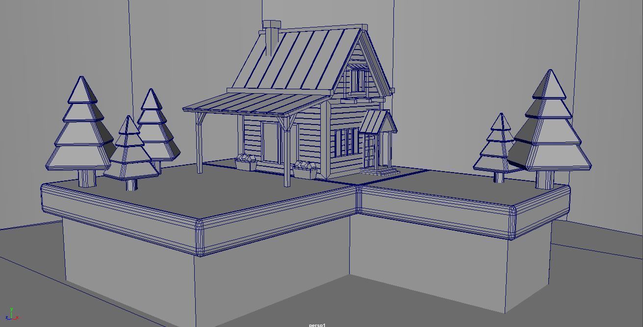 Wooden House  Low-poly 3D model_2