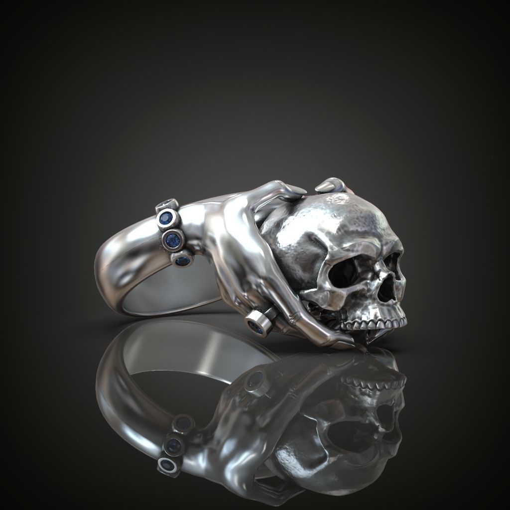 Ring Hands holding skull  3D print model_1