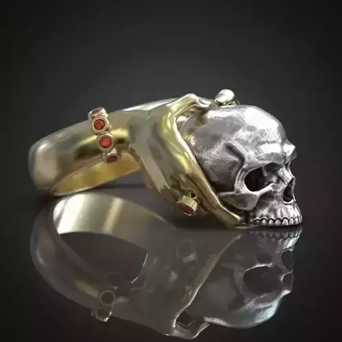 Ring Hands holding skull  3D print model