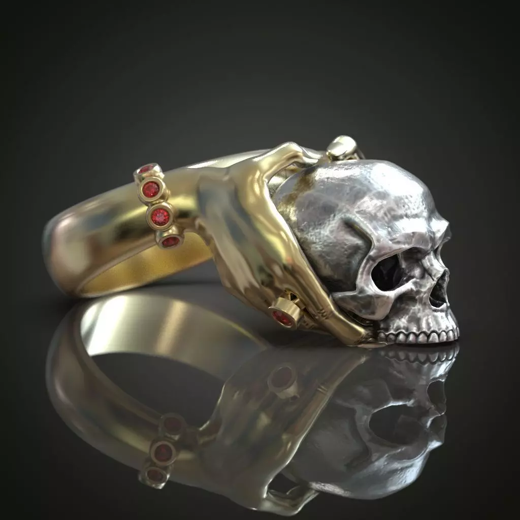Ring Hands holding skull  3D print model_0