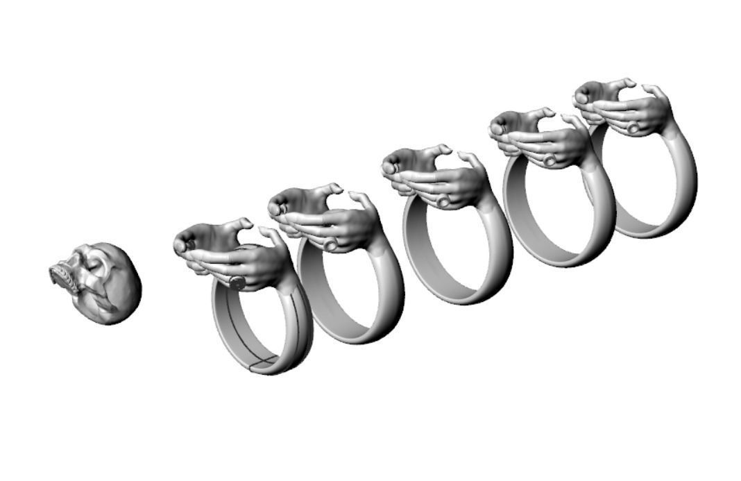 Ring Hands holding skull  3D print model_4