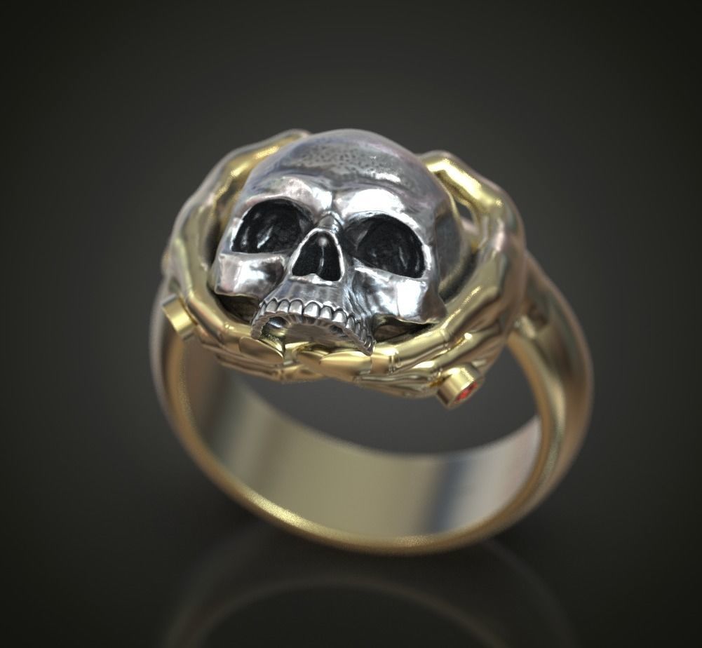 Ring Hands holding skull  3D print model_2