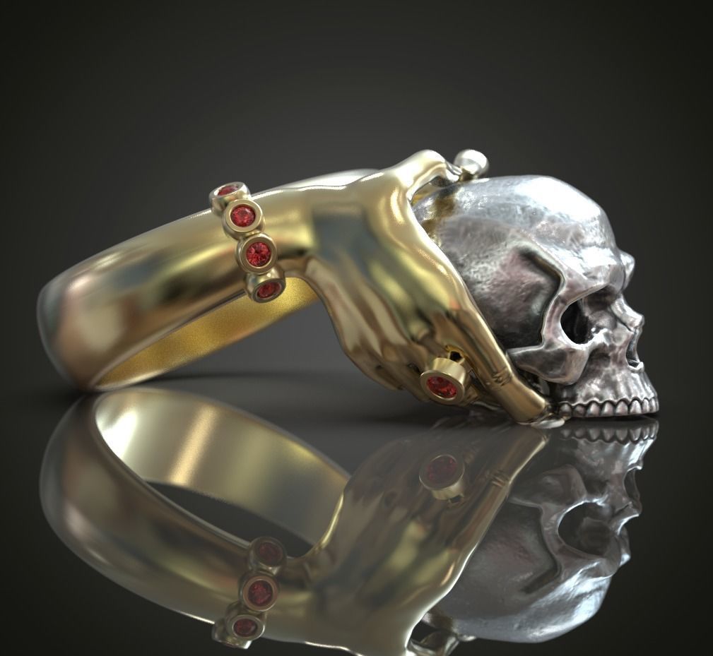 Ring Hands holding skull  3D print model_3