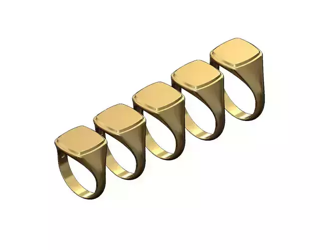 Engravable Stepped Square signet ring