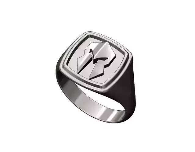 Spartan helmet Stepped Square signet ring 