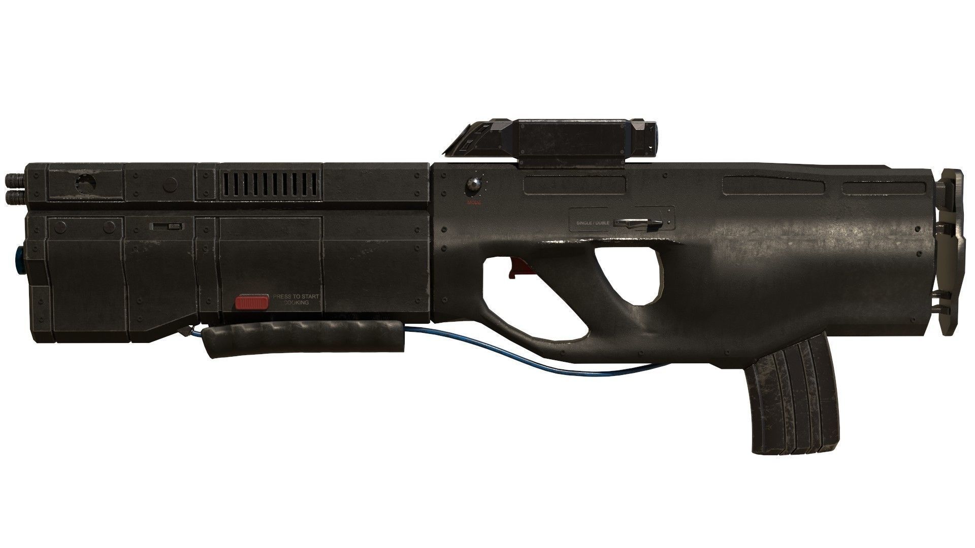 Sci-Fi gun - rifle with flamethrower -Two skins Low-poly 3D model_26