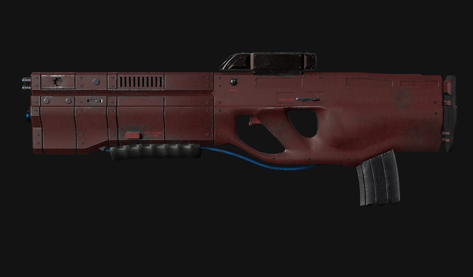 Sci-Fi gun - rifle with flamethrower -Two skins Low-poly 3D model_18