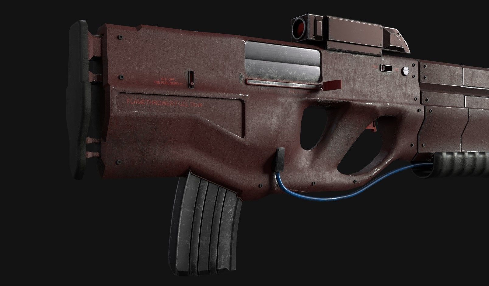 Sci-Fi gun - rifle with flamethrower -Two skins Low-poly 3D model_22