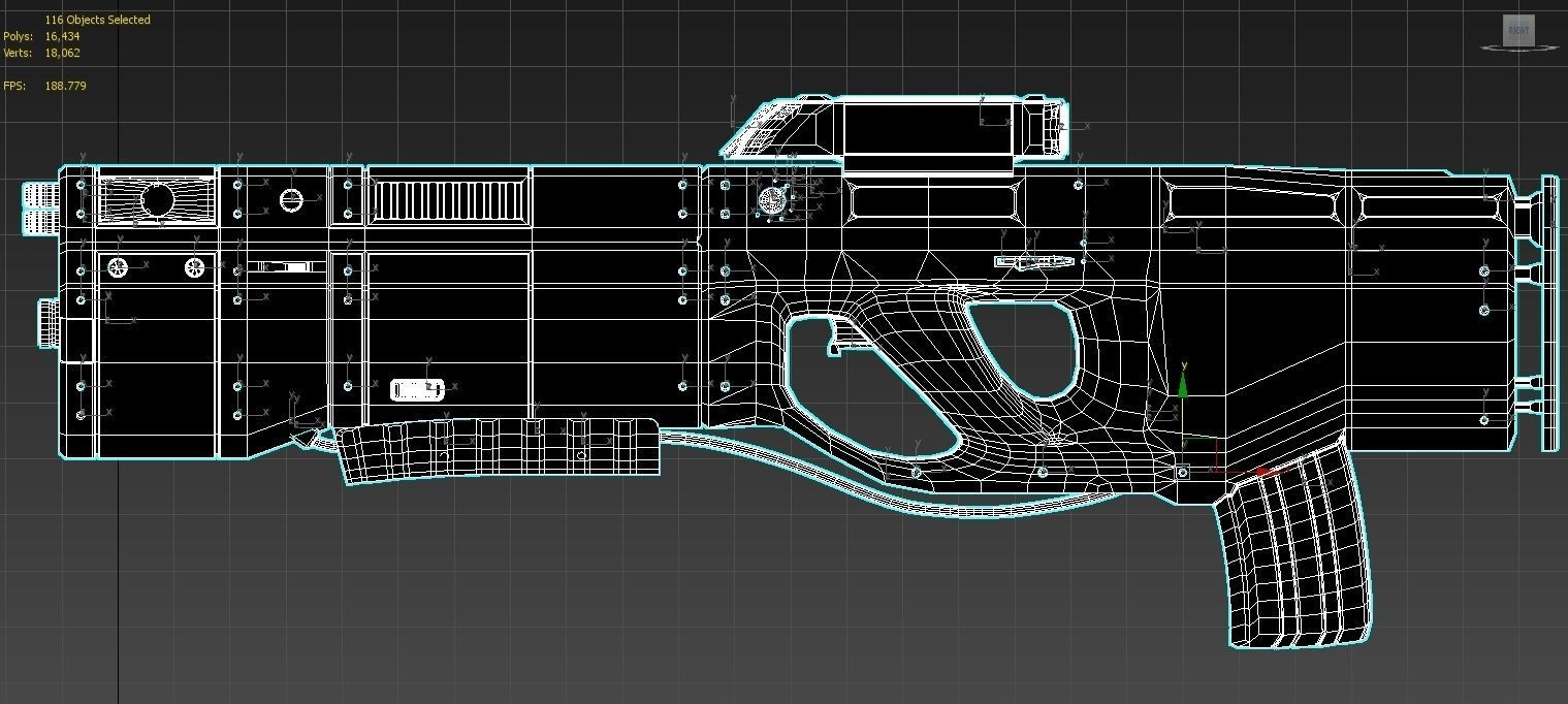 Sci-Fi gun - rifle with flamethrower -Two skins Low-poly 3D model_24