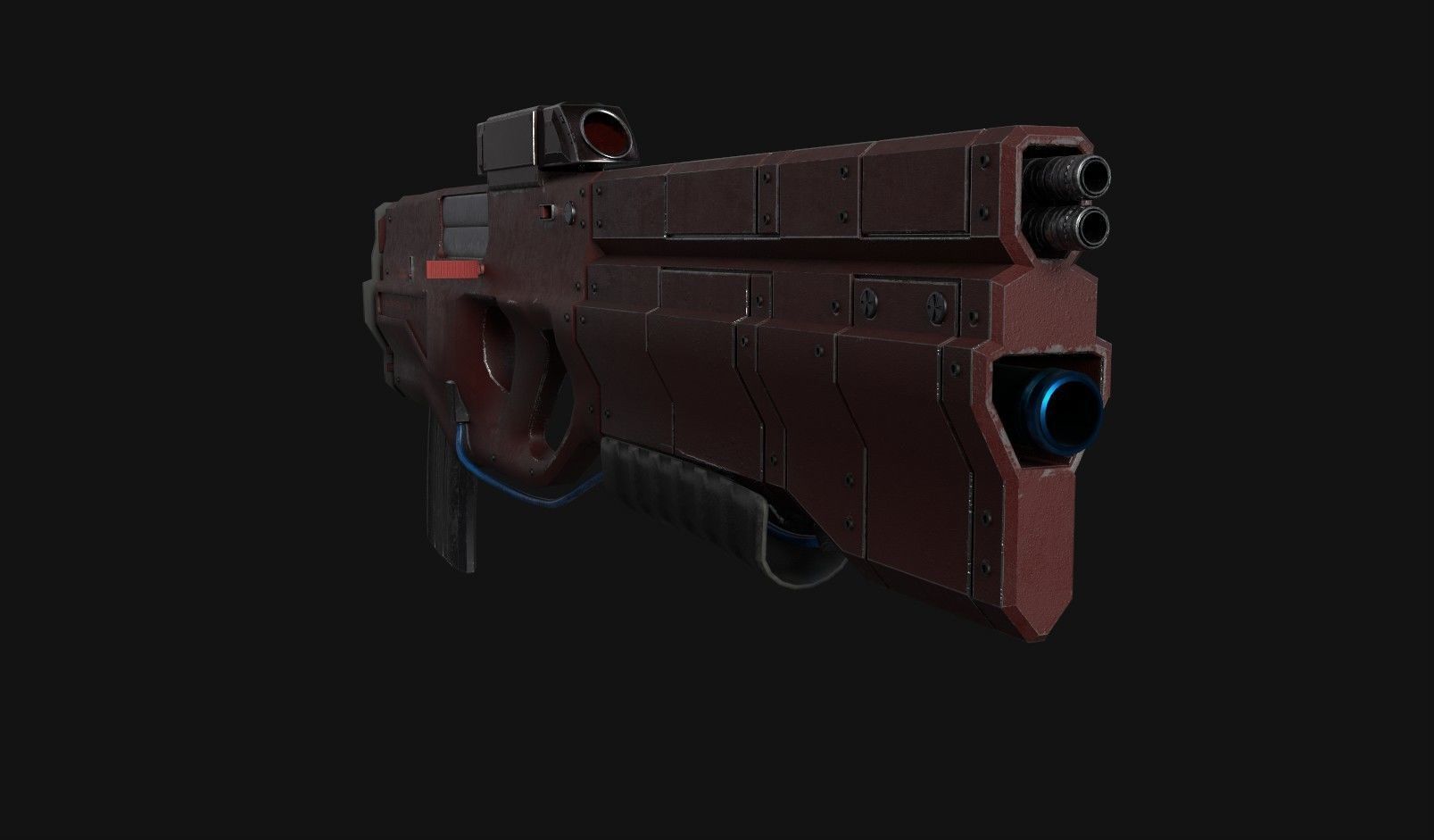 Sci-Fi gun - rifle with flamethrower -Two skins Low-poly 3D model_23