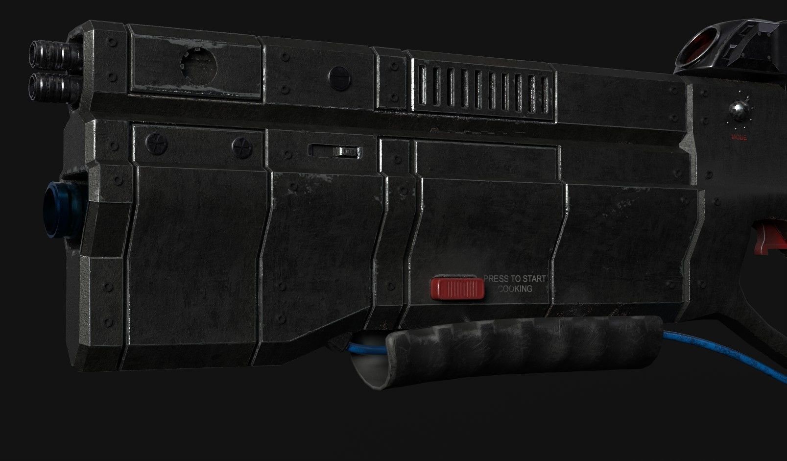 Sci-Fi gun - rifle with flamethrower -Two skins Low-poly 3D model_7