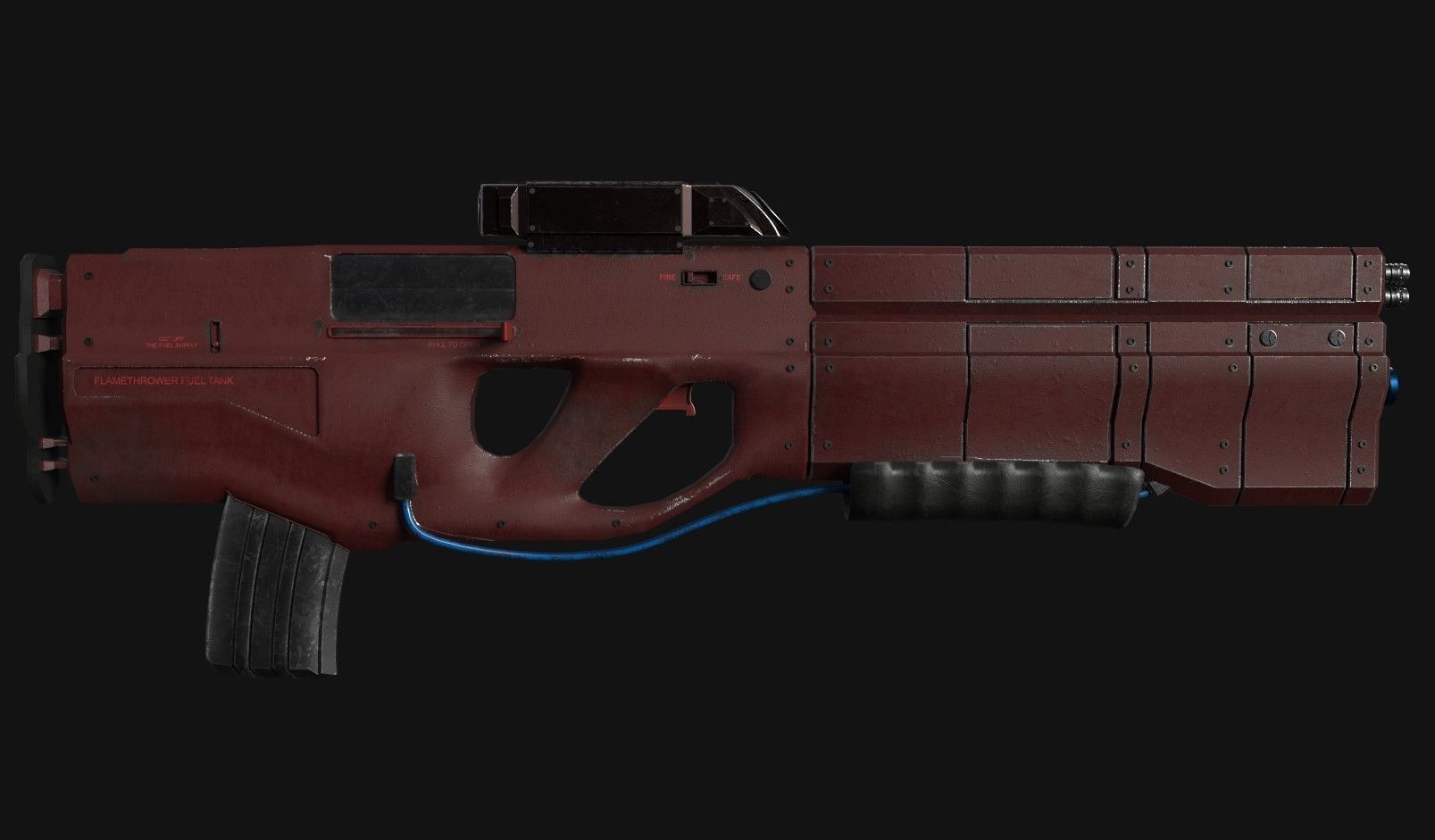 Sci-Fi gun - rifle with flamethrower -Two skins Low-poly 3D model_21