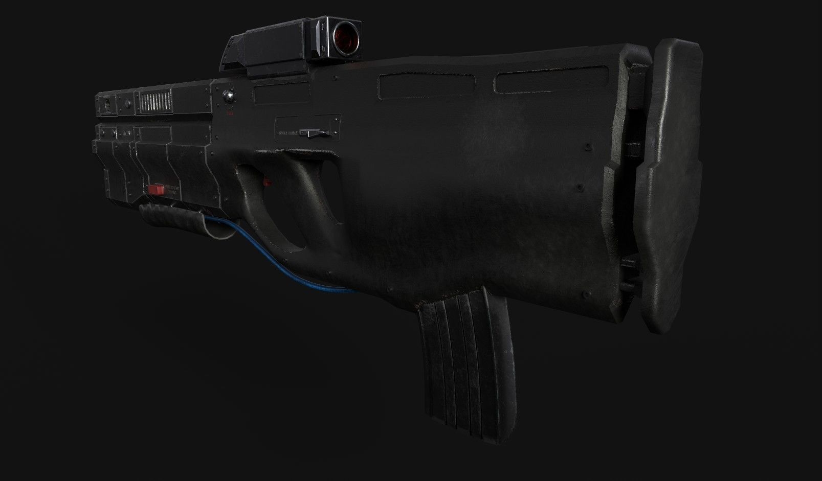 Sci-Fi gun - rifle with flamethrower -Two skins Low-poly 3D model_5