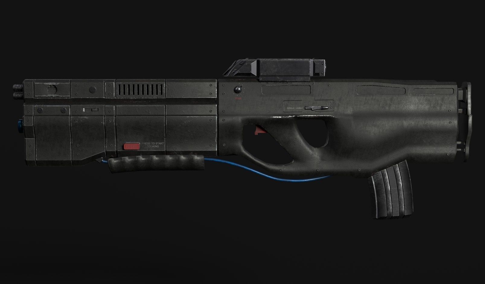 Sci-Fi gun - rifle with flamethrower -Two skins Low-poly 3D model_1