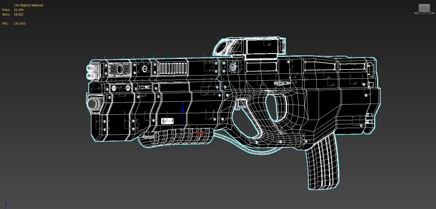 Sci-Fi gun - rifle with flamethrower -Two skins Low-poly 3D model_25