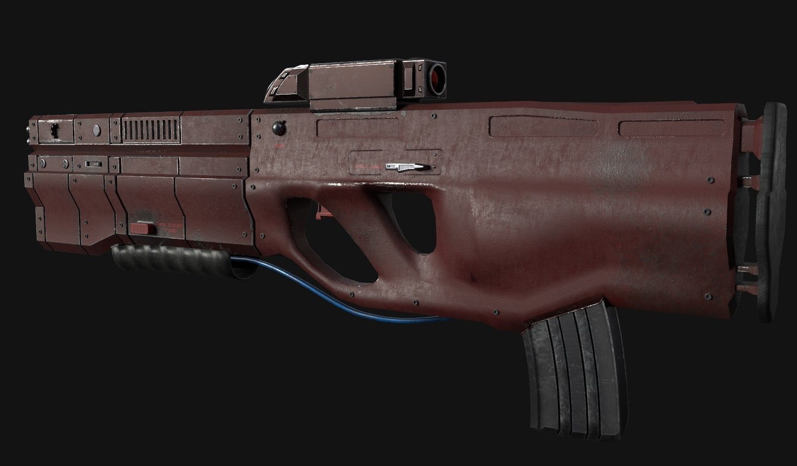 Sci-Fi gun - rifle with flamethrower -Two skins Low-poly 3D model_19