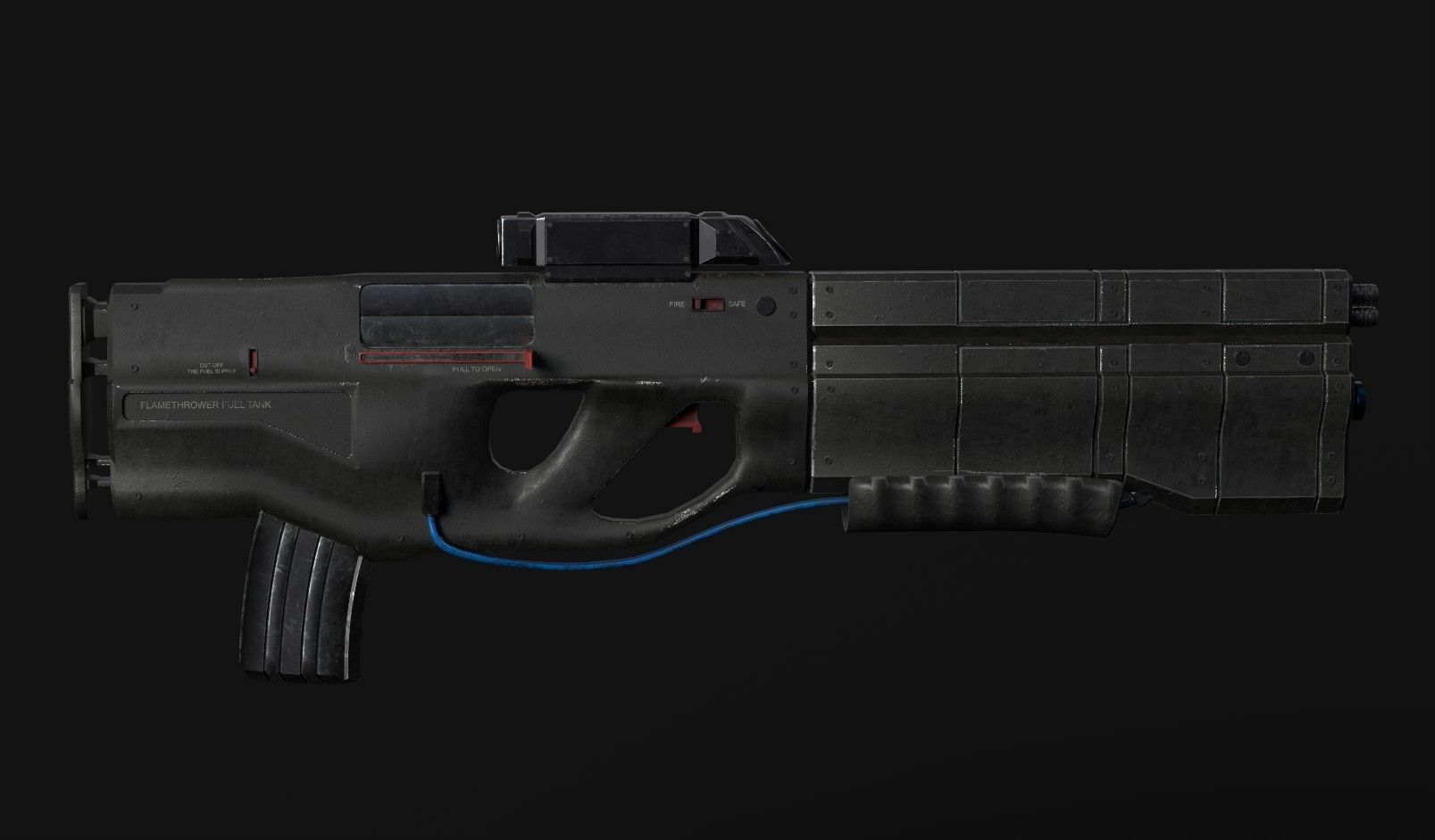Sci-Fi gun - rifle with flamethrower -Two skins Low-poly 3D model_9