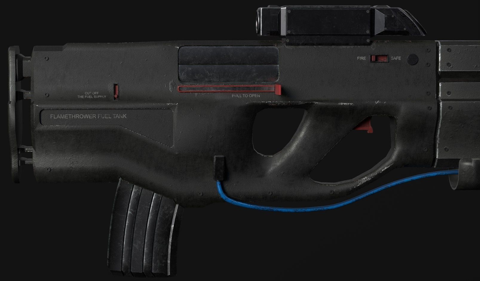 Sci-Fi gun - rifle with flamethrower -Two skins Low-poly 3D model_10