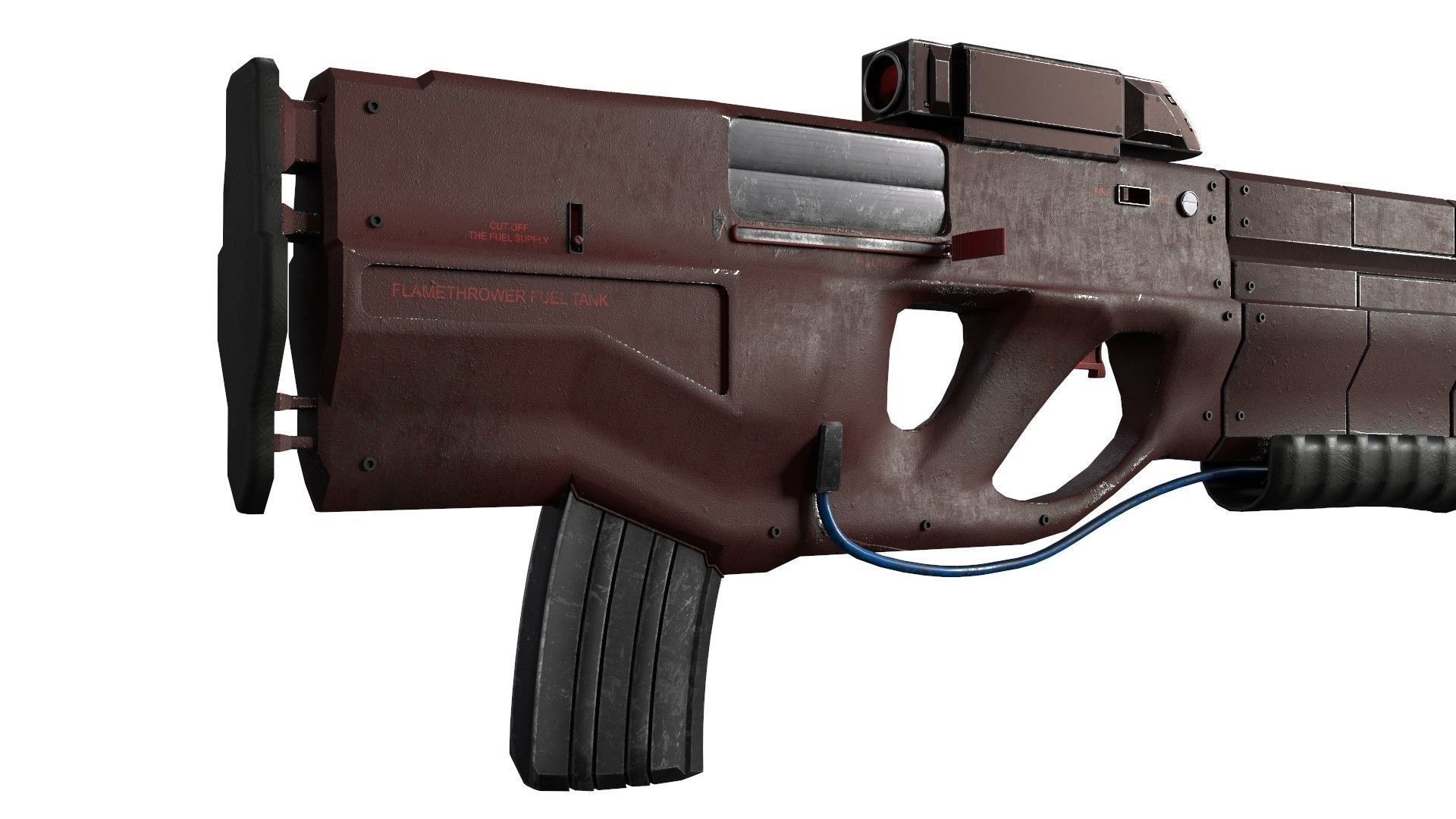 Sci-Fi gun - rifle with flamethrower -Two skins Low-poly 3D model_27