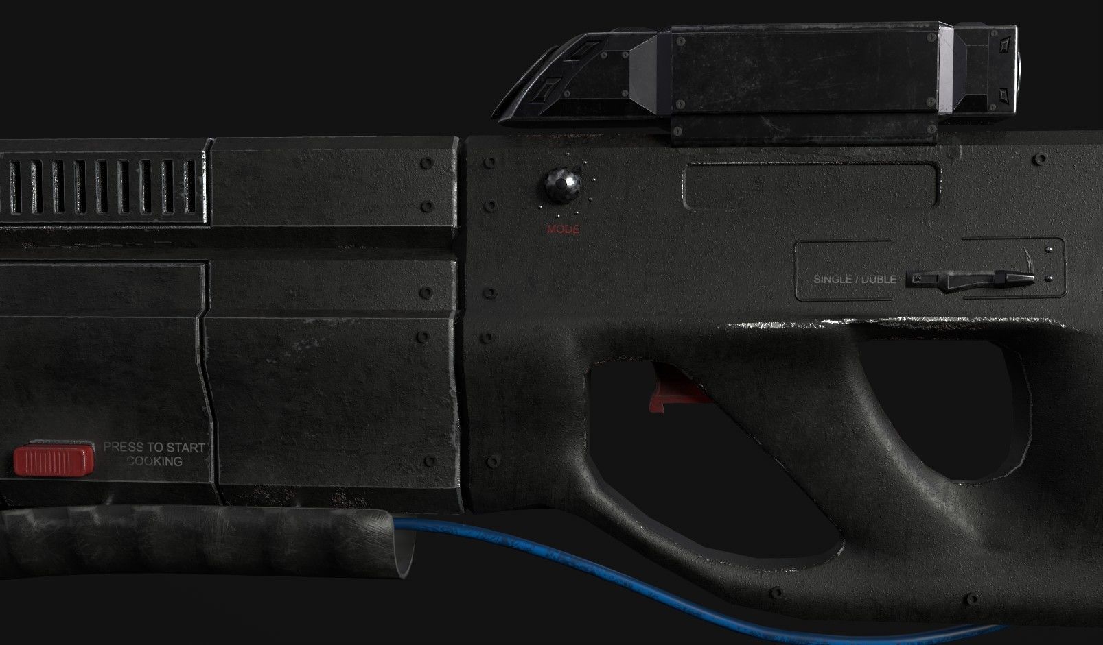 Sci-Fi gun - rifle with flamethrower -Two skins Low-poly 3D model_3