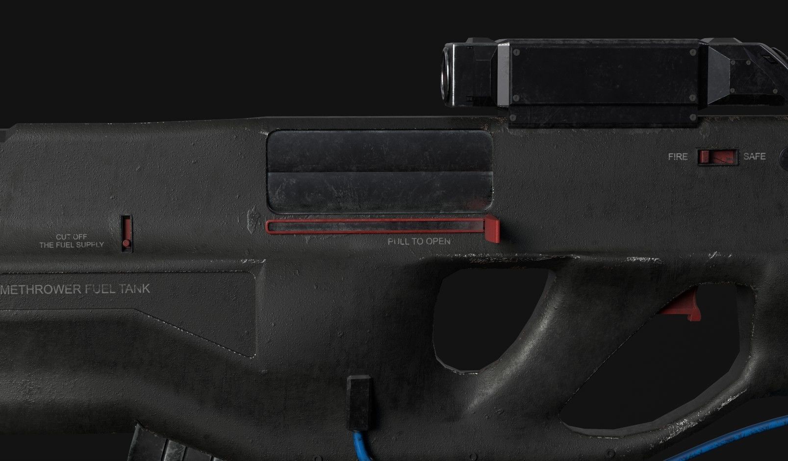 Sci-Fi gun - rifle with flamethrower -Two skins Low-poly 3D model_11