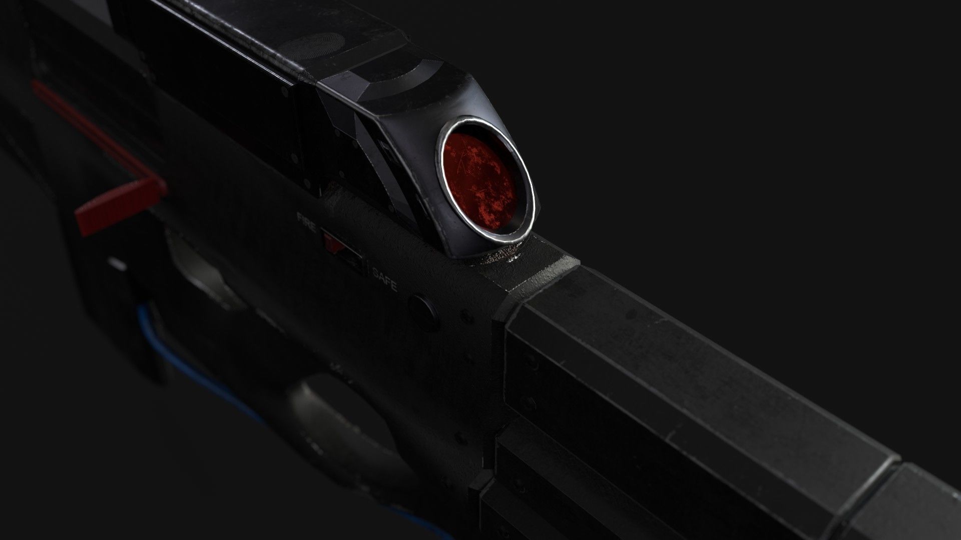 Sci-Fi gun - rifle with flamethrower -Two skins Low-poly 3D model_16