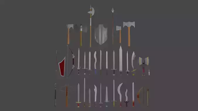 Weapon Set Lowpoly with Swords and more