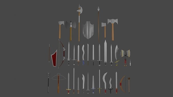 Weapon Set Lowpoly with Swords and more Low-poly 3D model