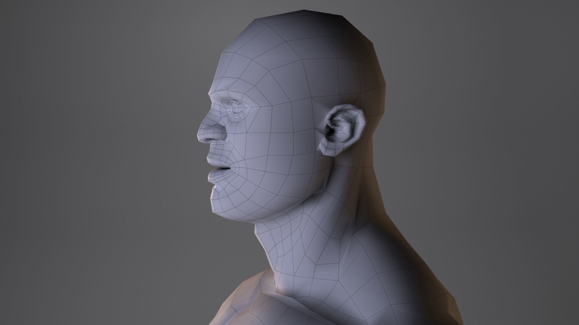 Low Poly Male Body Model Low-poly 3D model_2
