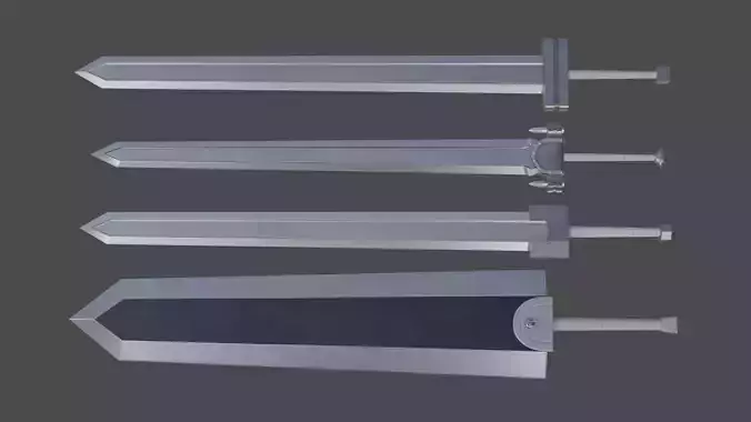 Guts swords from Berserk Low-poly 3D model