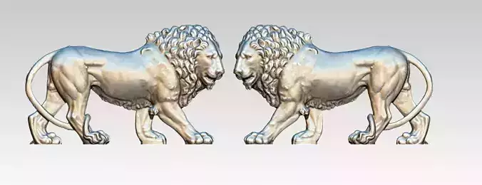 Flat relief Lion Tiger 