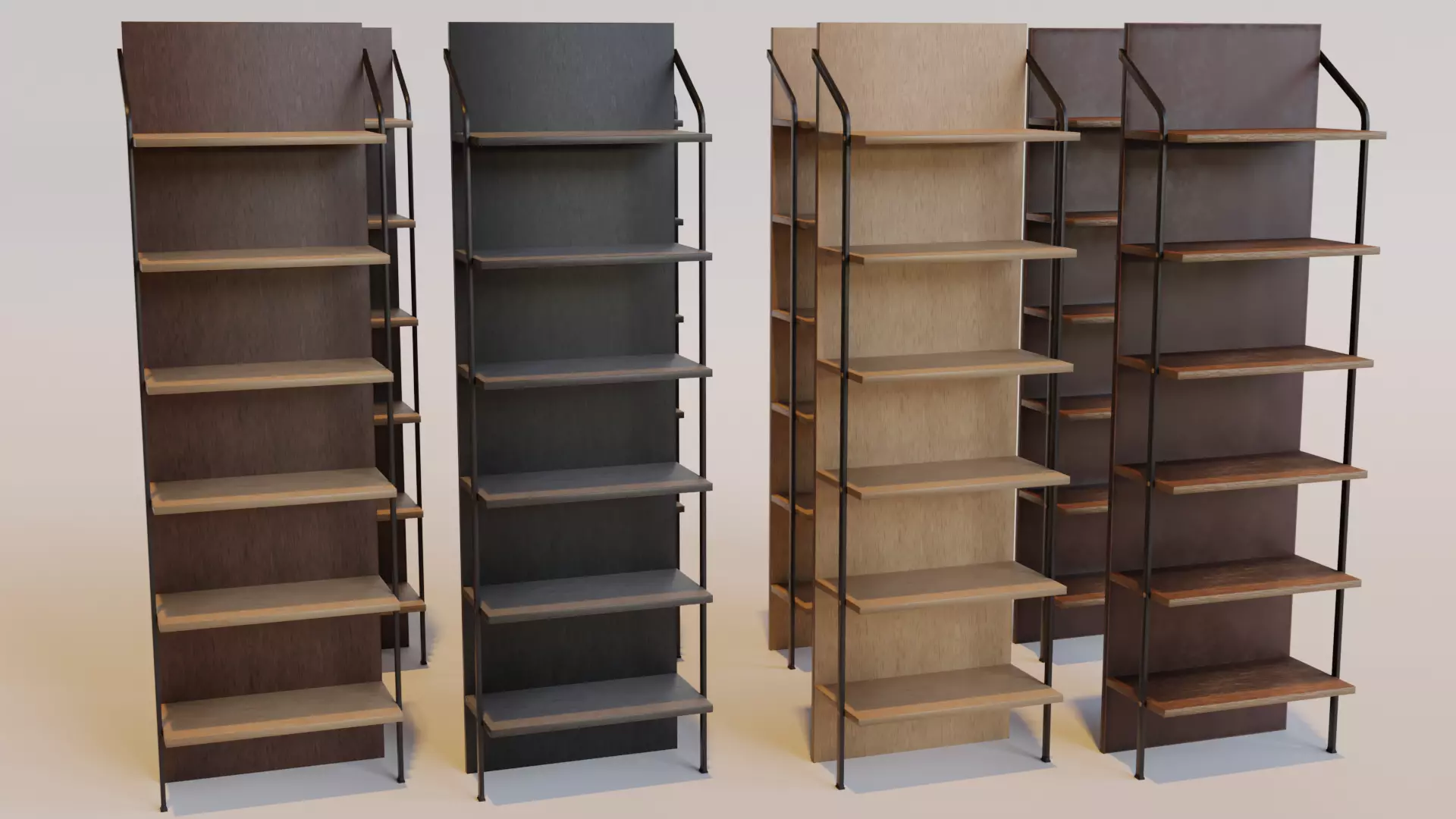 Bookshelf four bookshelves Low-poly 3D model_0