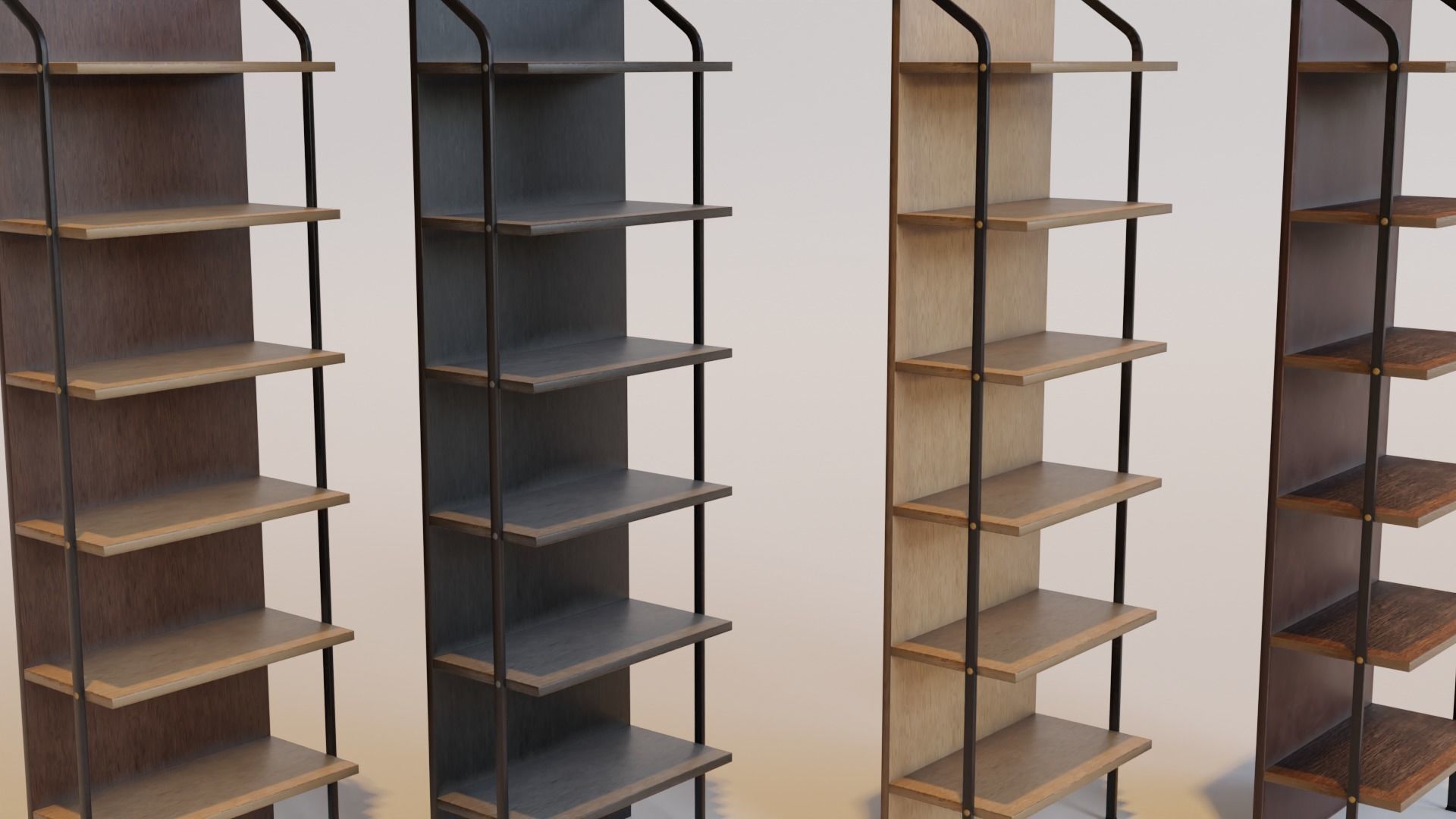 Bookshelf four bookshelves Low-poly 3D model_3
