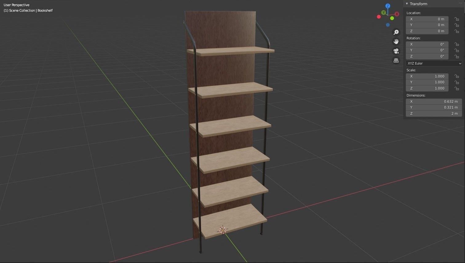 Bookshelf four bookshelves Low-poly 3D model_6