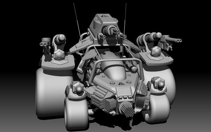 ZBrush Hard-Surface Toon Vehicle Game asset Low-poly 3D model