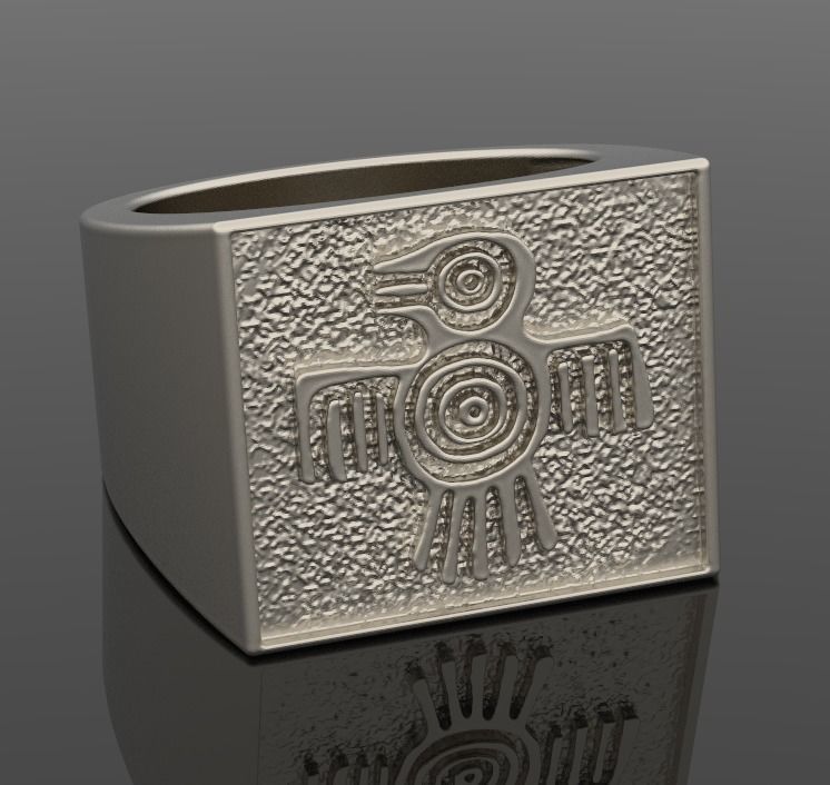 ring signet eagle indian 3D print model_7