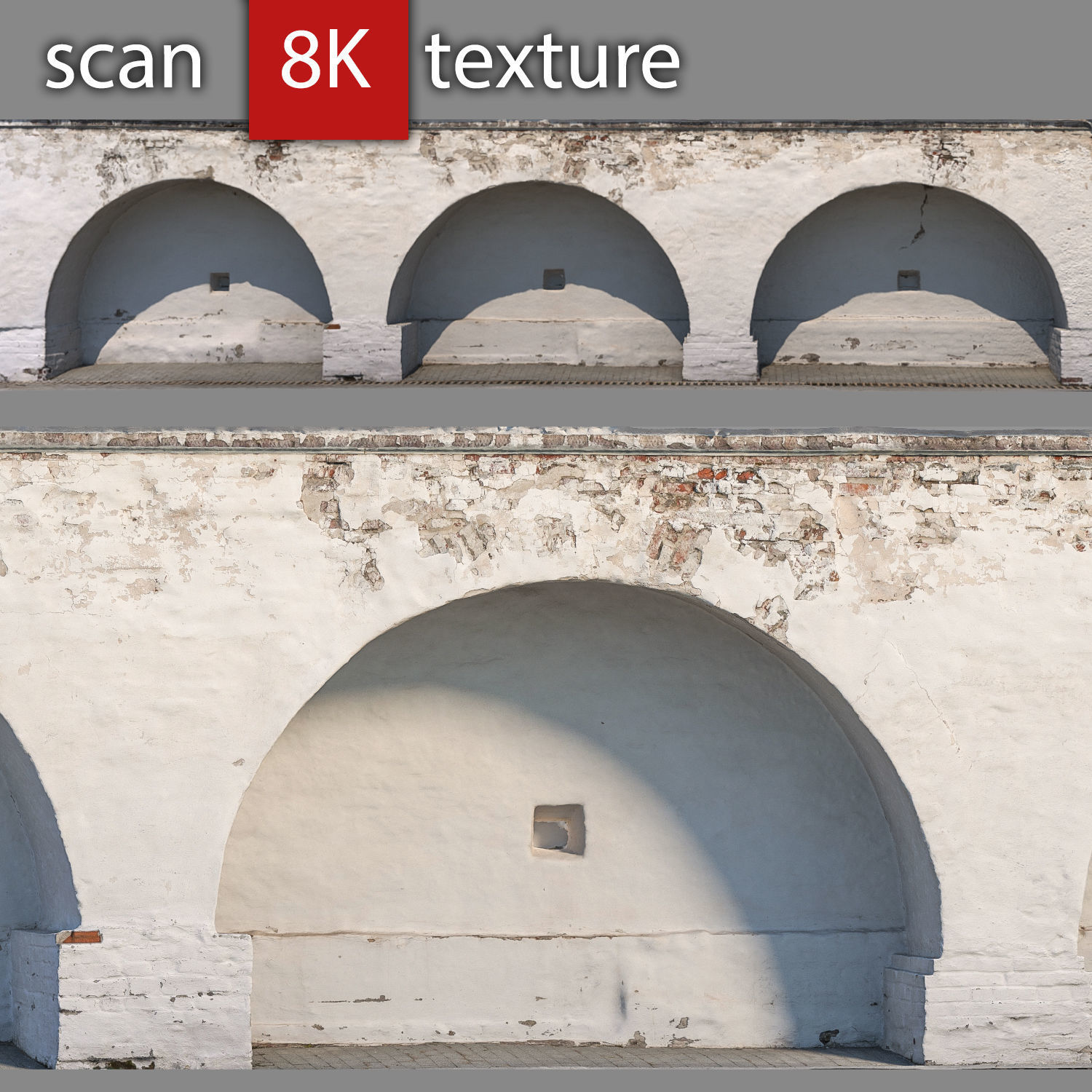 Wall with arch Low-poly 3D model_0