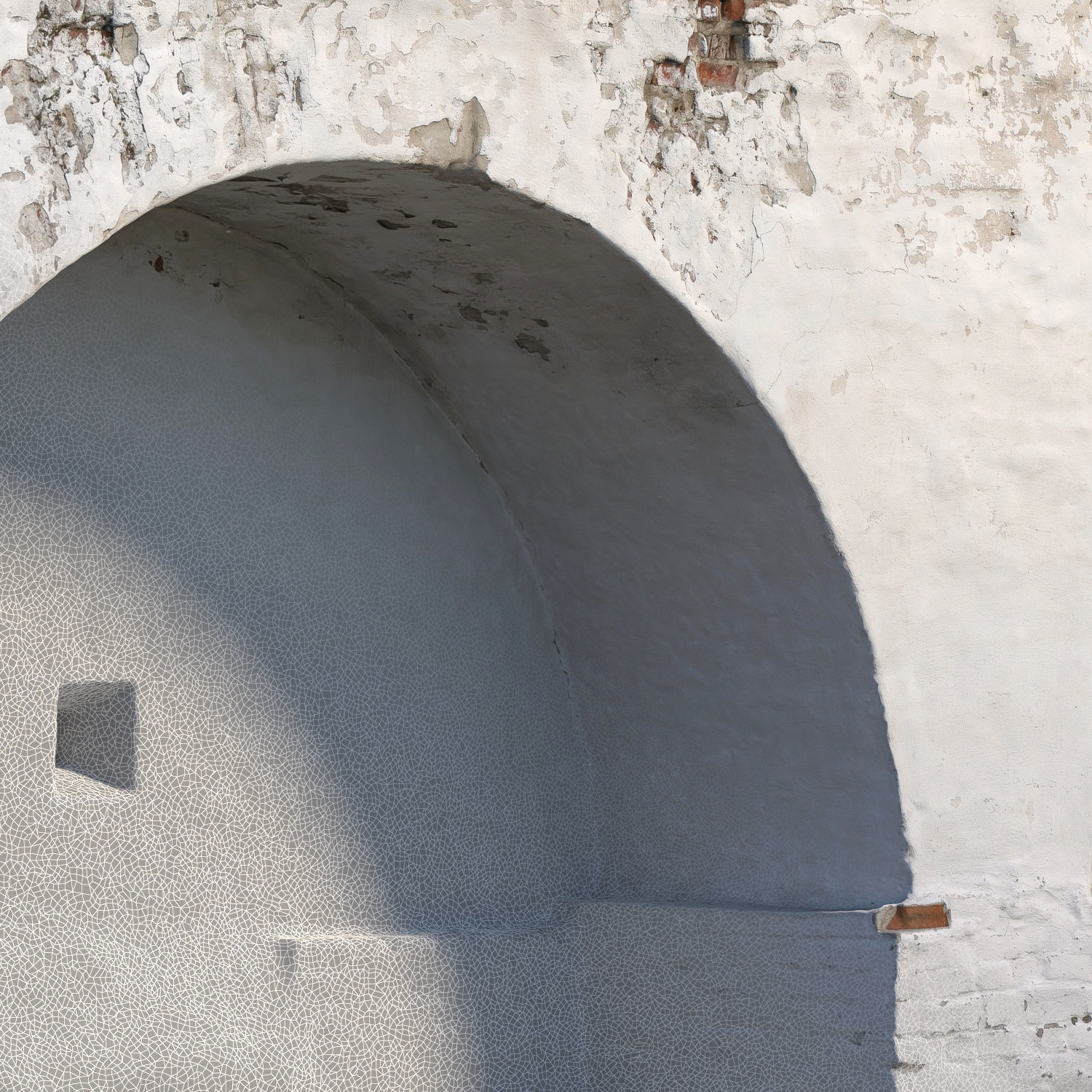 Wall with arch Low-poly 3D model_3