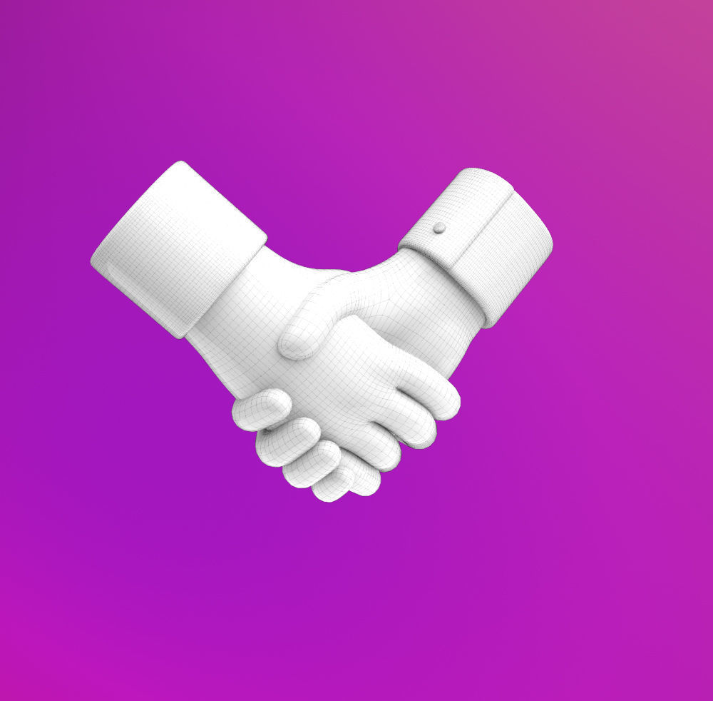 Hands shaking icon SUBD 3D model_2