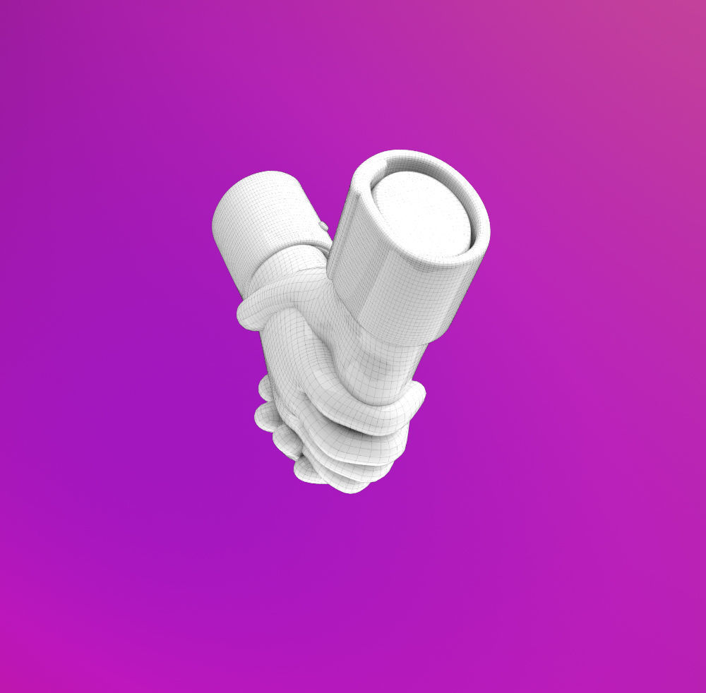 Hands shaking icon SUBD 3D model_4