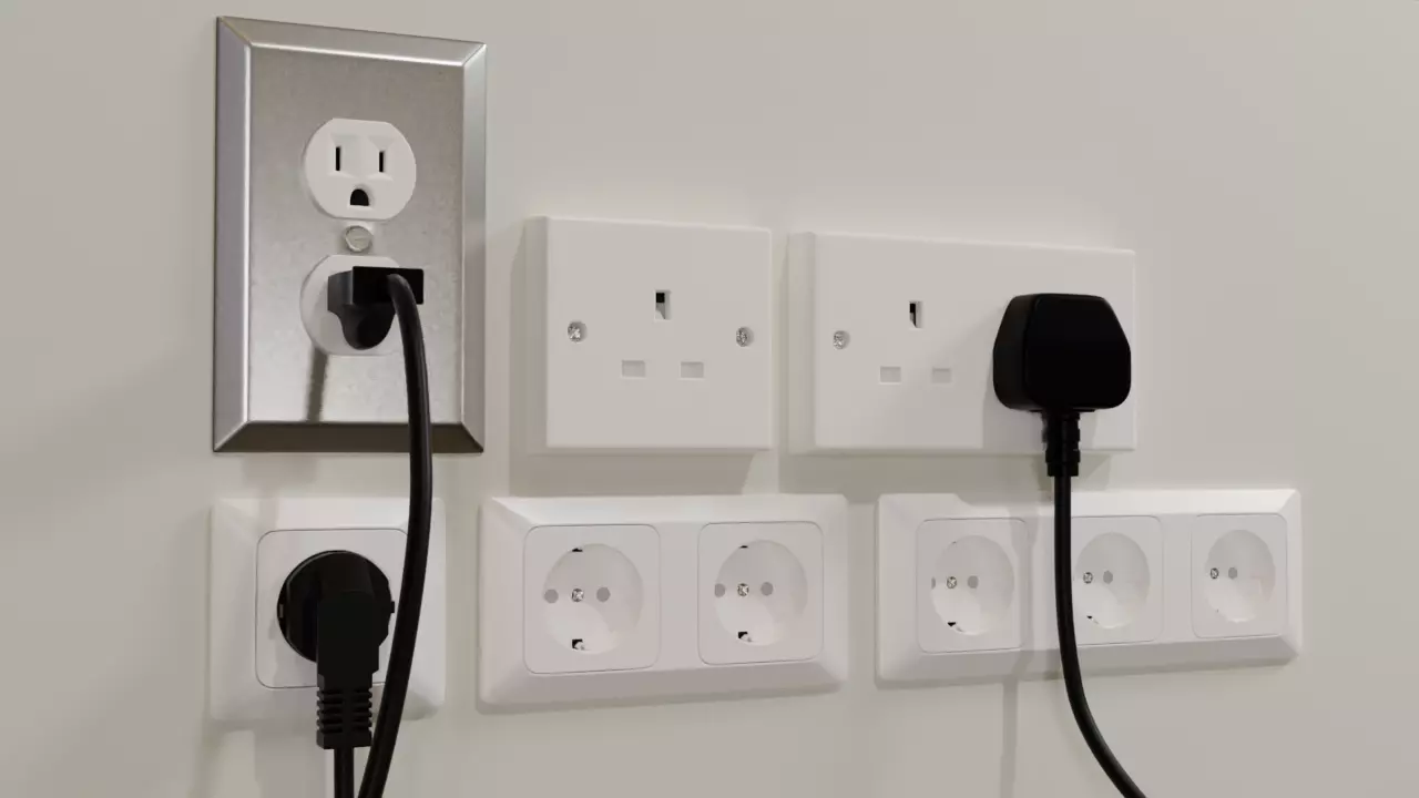 Plugs and Sockets or Outlets - Euro UK and US 3D model