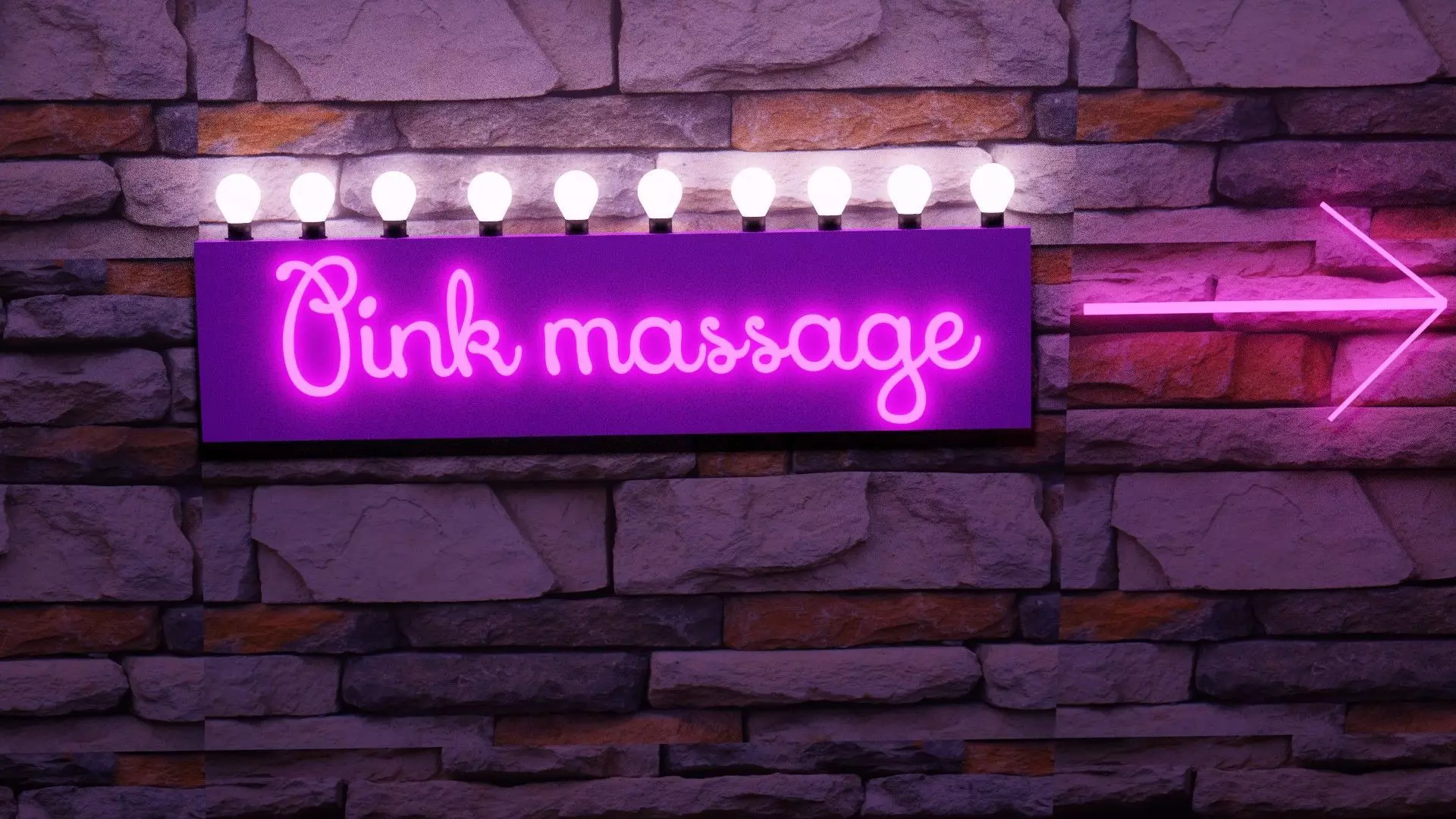 Pink massage neon sign Free 3D model