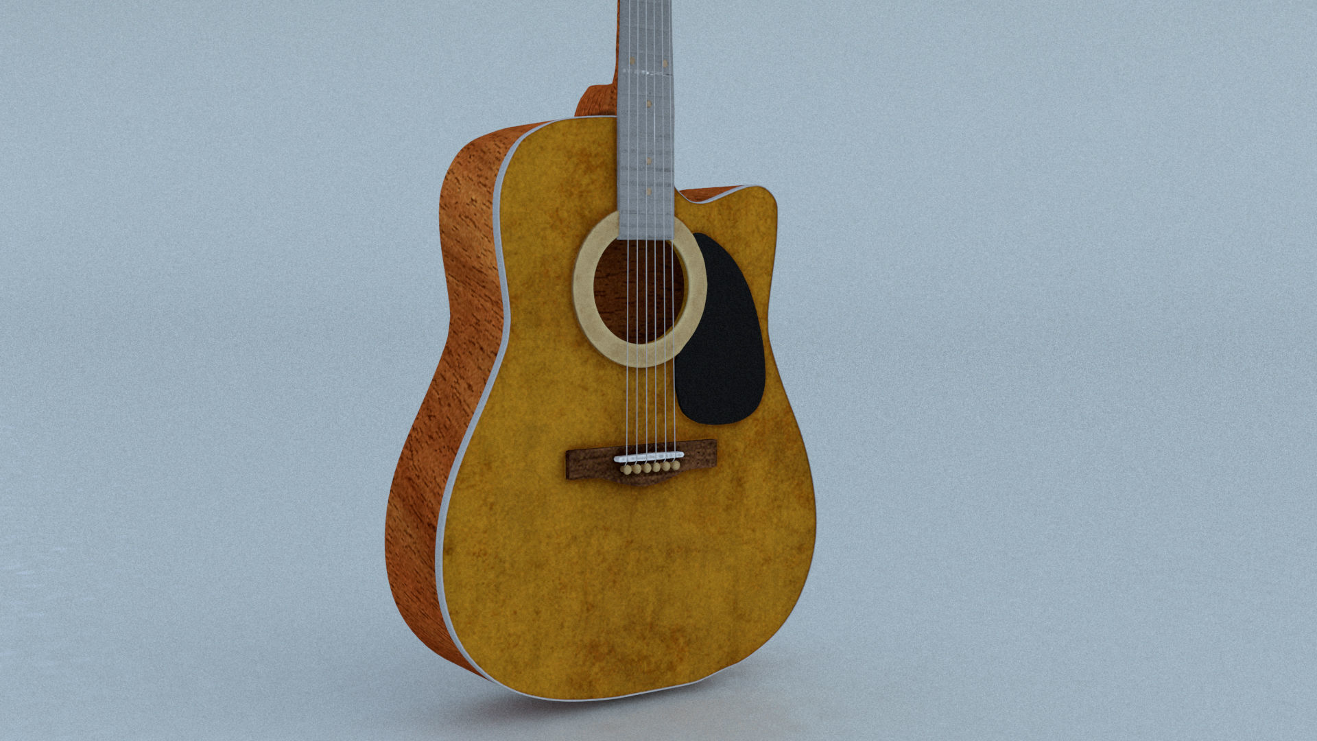 Acoustic Steel Strings guitar Game asset 3D model_2